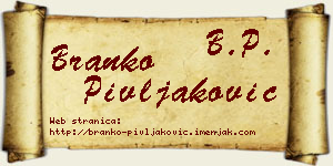 Branko Pivljaković vizit kartica